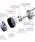 Exploded view of Beefy 45mm Planetary Gear Reducer with 5mm Input for 895 Motor, highlighting components for automation and robotics.