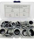 76-Piece Self-Centered Bonded Seal Oil Washers Set Featuring 1/8, 1/4, 3/8, 1/2 Inch Gasket Assortment For Drain Plugs And Hydraulic Pneumatic Repairs, NBR Rubber, Zinc Plated, Heavy-Duty DIY Shop Kit in storage case