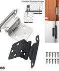 Heavy Duty Stainless Steel Cabinet Hinges For Cupboard Doors With Self Closing Hydraulic Buffer Rust Resistant Kitchen And Bathroom Hardware Smooth Soft Close Action Durable Stainless Steel Construction 2 Pack, showing silver and black hinge design with screws.