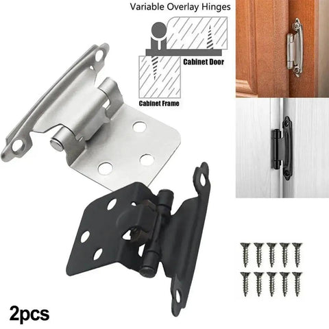 Heavy Duty Stainless Steel Cabinet Hinges For Cupboard Doors With Self Closing Hydraulic Buffer Rust Resistant Kitchen And Bathroom Hardware Smooth Soft Close Action Durable Stainless Steel Construction 2 Pack, showing silver and black hinge design with screws.