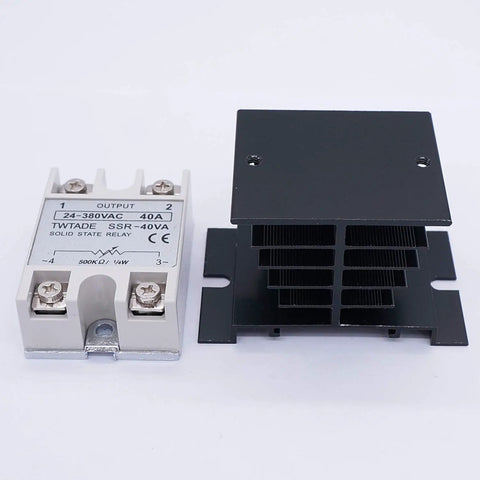 Beefy SSR 40VA Solid State Relay 24-380V AC 40A with heat sink, potentio knob, single-phase control for DIY projects