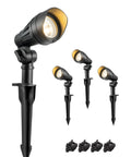 Low Voltage LED Landscape Lights 4 Pack, 3.2W 240LM, 3000K Warm White Spotlights with stakes, side view