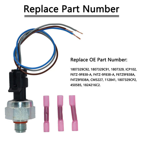 Ford 7.3L Power Stroke ICP Injection Control Pressure Sensor With Plug And Play Pigtail Kit and pink connectors
