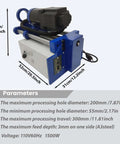 Yokoma 110V portable line boring machine with 5.2 ft drilling bar and control handle; blue and gray metal frame