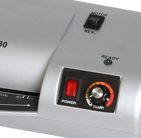 Control panel of Thermal Pouch Laminator With 13 Inch Wide Lamination, Easy To Use For Pro Results, Handles 3-10 Mil Pouches.