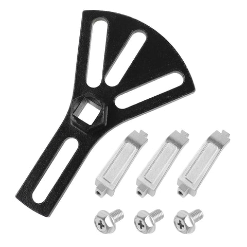 Heavy Duty Fuel Pump Removal Tool Set with three adjustable arms and screws for 5.31 to 7.17 inches lock ring installation.