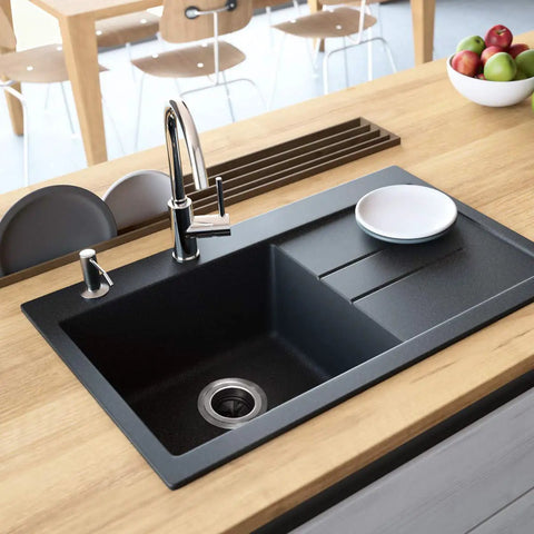 Modern kitchen sink with Stainless Steel Garbage Disposal Flange Kit With 3 Bolt Mount and splash guard installed