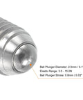 Close-up of Ball Point Set Screws M4 X 6mm 304 Stainless Steel showing ball plunger diameter and elastic range details.