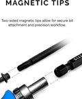 Magnetic tips of Torx Head Drill Bit Set 11 Piece TT6 Through TT40 shown with bit attachment for secure fit.