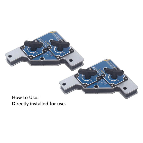 Heavy Duty Welding Magnet Set 2 Pcs Durable Stainless Steel Fixture For Accurate 90 Degree Positioning Of Steel Plates With Massive Grip Power To Nail Your Projects, showing two magnets with dual switches.