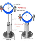 Two POTONZ adjustable stainless steel 304 pipe clamps with blue rings for 48–51 mm pipes, 2 pcs
