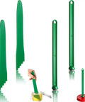 4 Piece Canning Tools Kit With 2 Magnetic Jar Lid Lifters And 2 Bubble Remover Measurers In Dark Green shown with jar