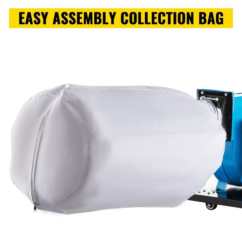 Heavy Duty Kick Butt 1 Hp Low Noise Industrial Shop Vacuum 537 Cfm Strong Suction 15 Gallon Portable Wheeled Wood Dust Collector collection bag for easy assembly.