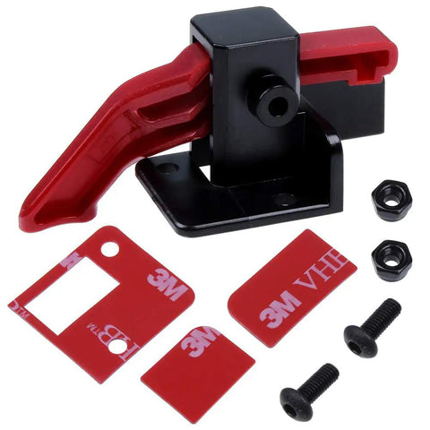 Easy Start ESC Trigger Power Switch for Traxxas TRX-4 1/10 RC Trail Crawler, red handle, black base, 3M adhesive, screws included