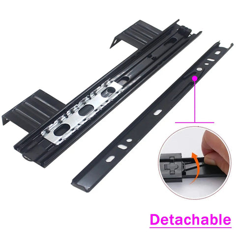 Heavy Duty Ball Bearing Drawer Slides For Cabinets And Keyboard Trays In 240mm Or 290mm Closed Length That Extend To 480mm Or 578mm, detachable slide rail with mounting holes