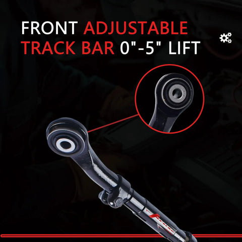 Beefy Forged Adjustable Front Track Bar For 0 To 5 Inch Lift On 2014 To 2024 Ram 2500 Bolt On Heavy Duty Steering Upgrade For Off Road Adventures Easy Install Precise Length Improved Alignment And Ride black forged front track bar with bushing end