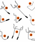 50-Piece Pegboard Hook Set for Heavy-Duty Tool Hangers, Chrome Plated Metal Hooks for Garage, Workshop, Home Organization