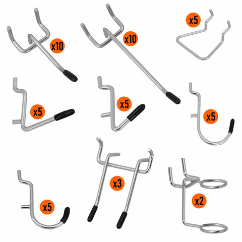 50-Piece Pegboard Hook Set for Heavy-Duty Tool Hangers, Chrome Plated Metal Hooks for Garage, Workshop, Home Organization