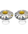 Fresh Daisy Flower Stainless Steel Drawer Knobs Set of 2 1.1 Inch Round Cabinet Handles with Rust Proof Finish and Heavy Duty Build for a Top Shelf Upgrade to Your Kitchen or Bathroom Cabinetry, featuring white daisy design.