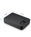 Portable Pistol Safe for Travel and Cars Handgun Lock Box with 3 Digit Combination Lock, black, 16-gauge steel, size dimensions shown
