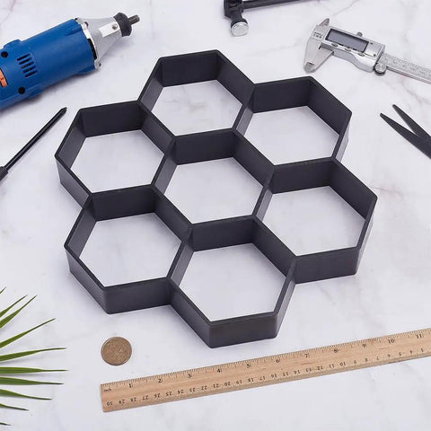 Hexagon Concrete Molds 2 Pack Black Stepping Stone Forms For Paver Projects DIY No Mess Garden Patio Path Plastic Concrete Molds
