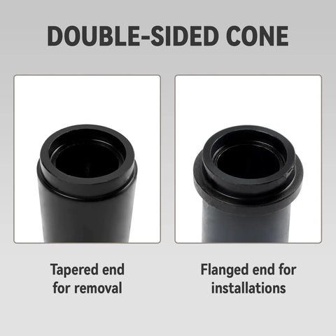 Heavy Duty Pneumatic Bushing Drive Tool For Removing And Installing 1-3/8 Inch Bushings showing double-sided cone with tapered and flanged ends