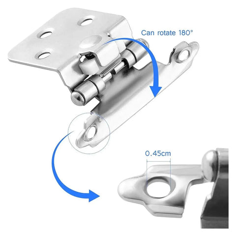 Beefy Self Closing Cabinet Door Hinges Set 10 Pcs, Flush Overlay, Heavy Duty Cupboard Hinges, 7x4x3 cm, rotating mechanism detail