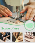 Person using Upgraded Magnetic Seam Guide For Sewing Machines With Polygonal Design for fabric alignment