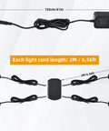 Dimmable LED Mini Spotlight Set For Jewelry Displays showing cord length and setup with adapter, 360 rotatable surface mount lights.