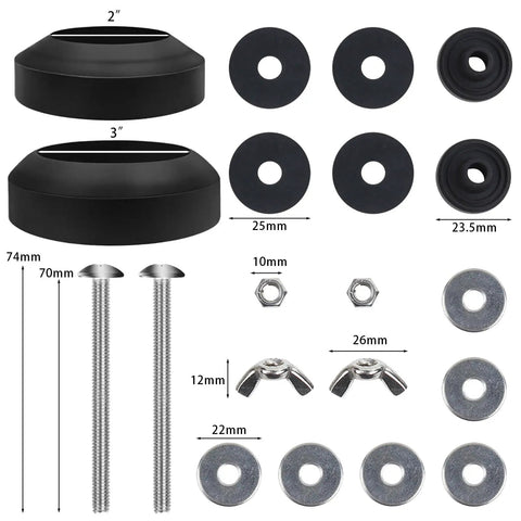 Heavy Duty Toilet Tank To Bowl Gasket Kit 2 Pack 2.75 Inch Bolts With Stainless Steel Nuts Washers Rubber Washers And Gasket Seals Fits Most 2 Inch And 3 Inch Flush Valve Openings For Leak Proof No Fuss Replacement
