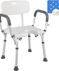 Heavy Duty Shower Chair With Back And Arms 300 lb Capacity Padded Bath Seat With Handles And Cutout For Seniors Disabled Handicap