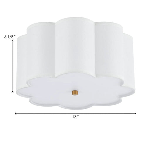 Semi Flush Mount Ceiling Light Fixture With Cream White Fabric Drum Shade Modern Close To Ceiling Lamp Dimmable Three Light Fixture