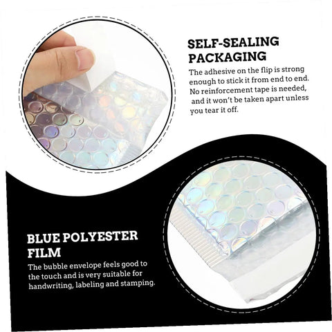 Colorful Bubble Mailers Set 20 Pcs 15x20cm Waterproof Padded Envelopes With Self Sealing Adhesive being peeled open