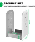 Two Pack 4x4 Post Anchor Base, Adjustable Stainless Steel Post Bracket For Concrete And Wood Decks, Inner Size 3.5x3.5, dimensions shown