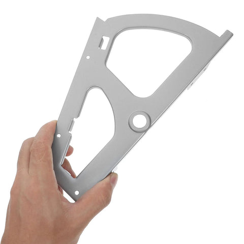 Front view of stainless steel shoe cabinet hinge plate, silver color, replacement fitting.