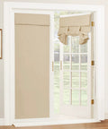 French Door Curtains With Privacy Blackout No Drill Easy Install Tie Up Shades For Kitchen Dining Nursery And Bathroom Beige 26 By 72 Inches One Panel installed on white door