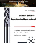 Side view of a 1/2-inch carbide square-end mill with 4 flutes and AlTiN coating