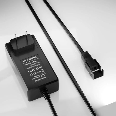 29V 2A Power Supply Cord For Recliners And Lift Chairs with No Fuss ACDC Switching Adapter, black adapter and cord on white