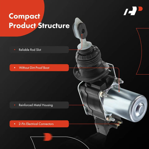 Compact door lock actuator showing components including rod slot, metal housing, without dirt-proof boot for Chevy Suburban Blazer.
