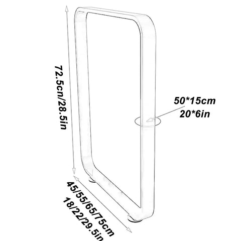 Industrial Black Metal Arc Shaped Table Legs Set of 2 28 Inch Square Dining Table Base side view with dimensions displayed.