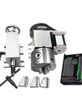 Top Tier Cnc Rotary A Axis Build Kit Featuring K11 100mm Mount With Three Jaw Chuck Attached To Mt2 Tailstock with driver.