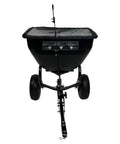 Front view of Deluxe Tow Behind Broadcast Spreader With Extended Easy Reach Handle And Weatherproof Cover, 175 Lb Capacity