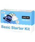 Rad Uno R3 Compatible Electronics Kit For Arduino IDE Beginners packaging with breadboard and components displayed.