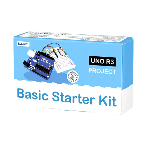 Rad Uno R3 Compatible Electronics Kit For Arduino IDE Beginners packaging with breadboard and components displayed.