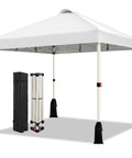 10x10 Pop Up Canopy Tent With One Button Push Setup Adjustable Height Instant Portable Shelter Easy Outdoor Sun Shade For Events Includes Roller Bag And 4 Weight Bags White