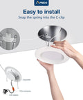 Installation demo of Five To Six Inch LED Recessed Can Lights Kit, 20 Pack, Dimmable, IC and Damp Rated, Smooth Trim