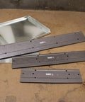 Heavy Duty Metal Duct Folding Tool For HVAC, 24 X 3-Inch Duct Bender with Sight Gauges, displayed with metal sheets