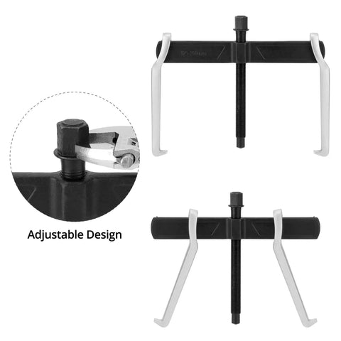 Top view of Heavy Duty 12 Inch 2 Jaw Gear Puller with Adjustable Clamping Depth for internal and external removal. Steel construction.