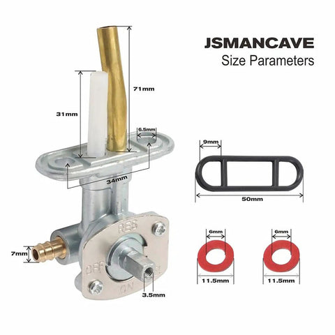 Fuel Valve Shut Off Petcock For Arctic Cat ATVs Tank Switch with size parameters diagram