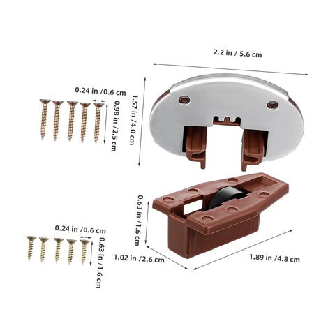 Drawer Glide Kit With Plastic Rollers For Bottom Mount Slides, Replacement Track Guide dimensions and screws
